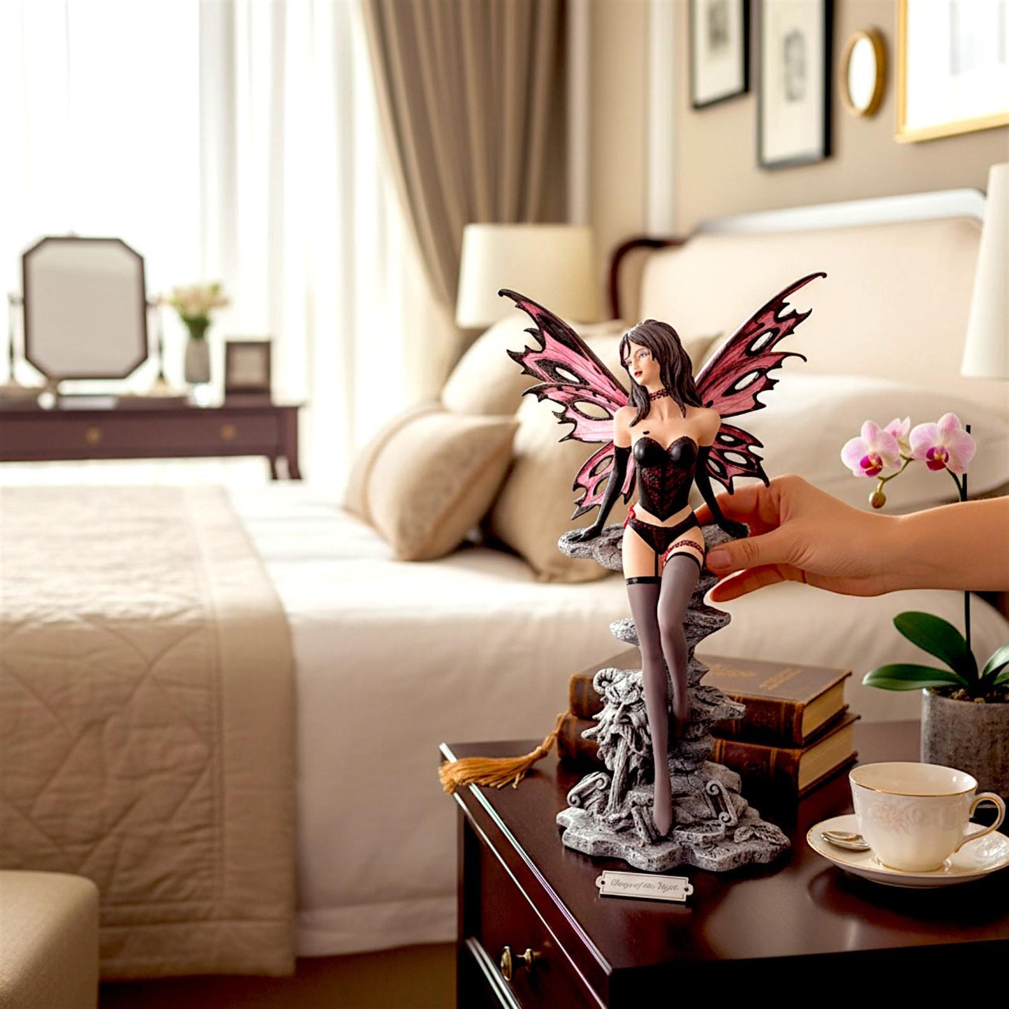 Seductive Dark Fairy Figurine Scarlet Gothic Fantasy Art Statue Collectible Gift