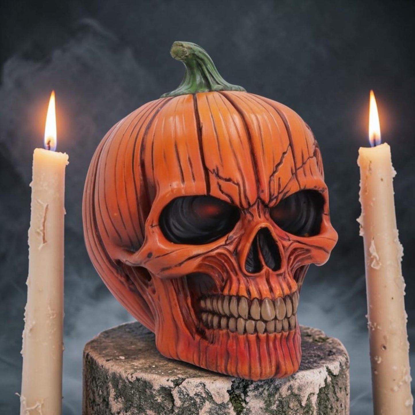 Pumpkin Head Skull Creepy Gothic Halloween Figurine Macabre Horror Decoration
