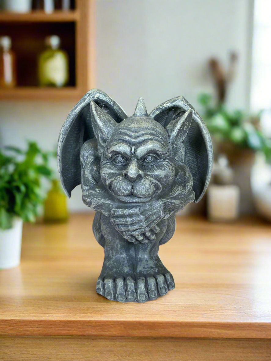 Medieval Gothic Gargoyle Sculpture | Quality Cold Cast Resin | Indoor/Outdoor Garden Statue | Handmade Ornament