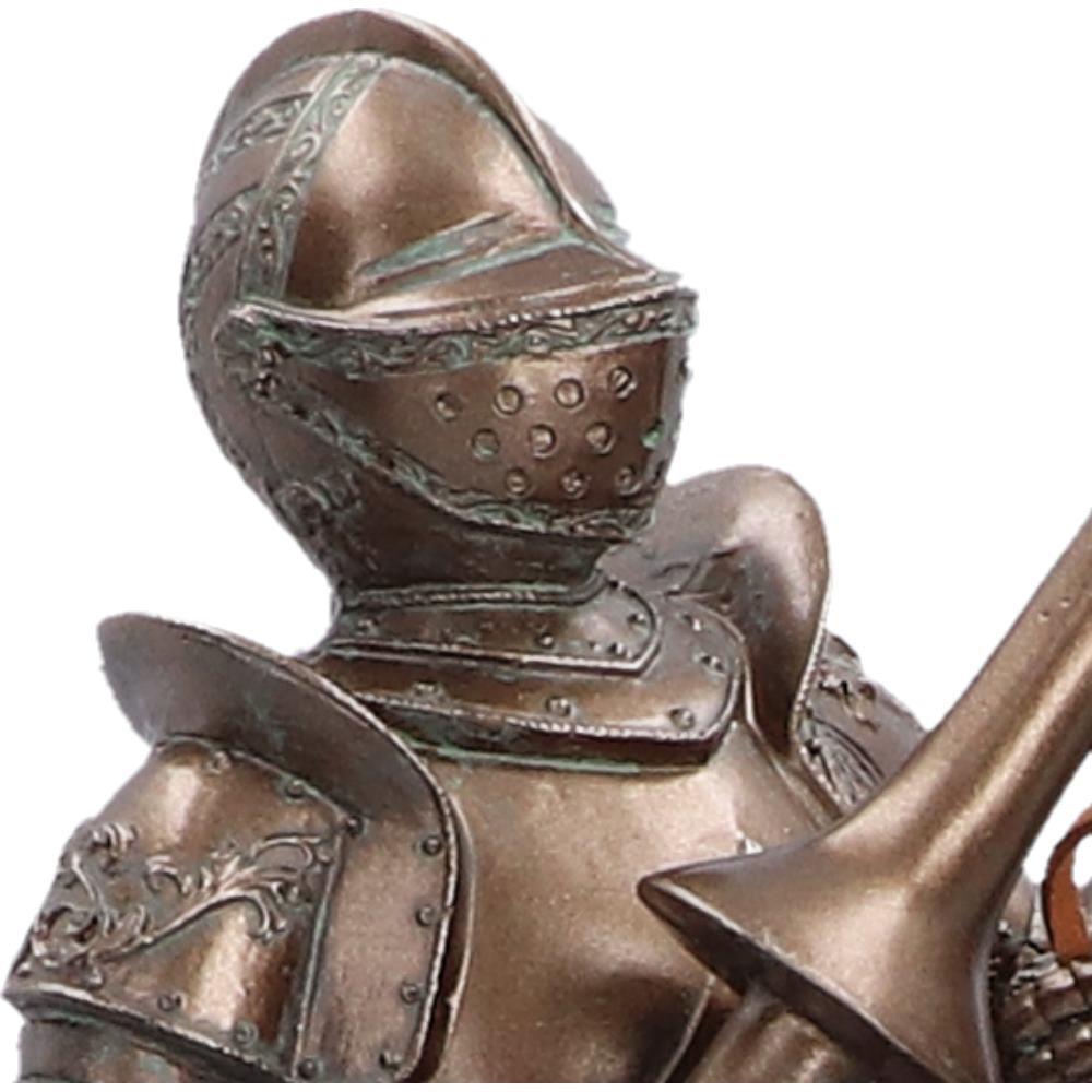 Medieval Knight on Horse Figurine Armoured Cavalry Statue Bronze Effect 45.9cm