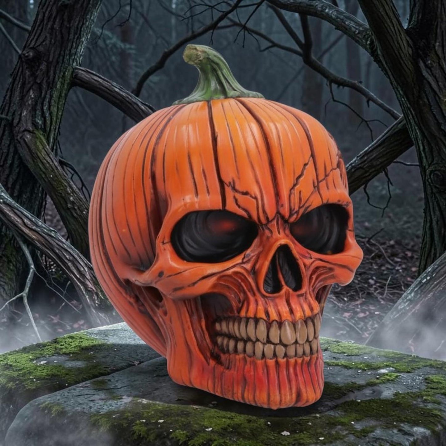Pumpkin Head Skull Creepy Gothic Halloween Figurine Macabre Horror Decoration
