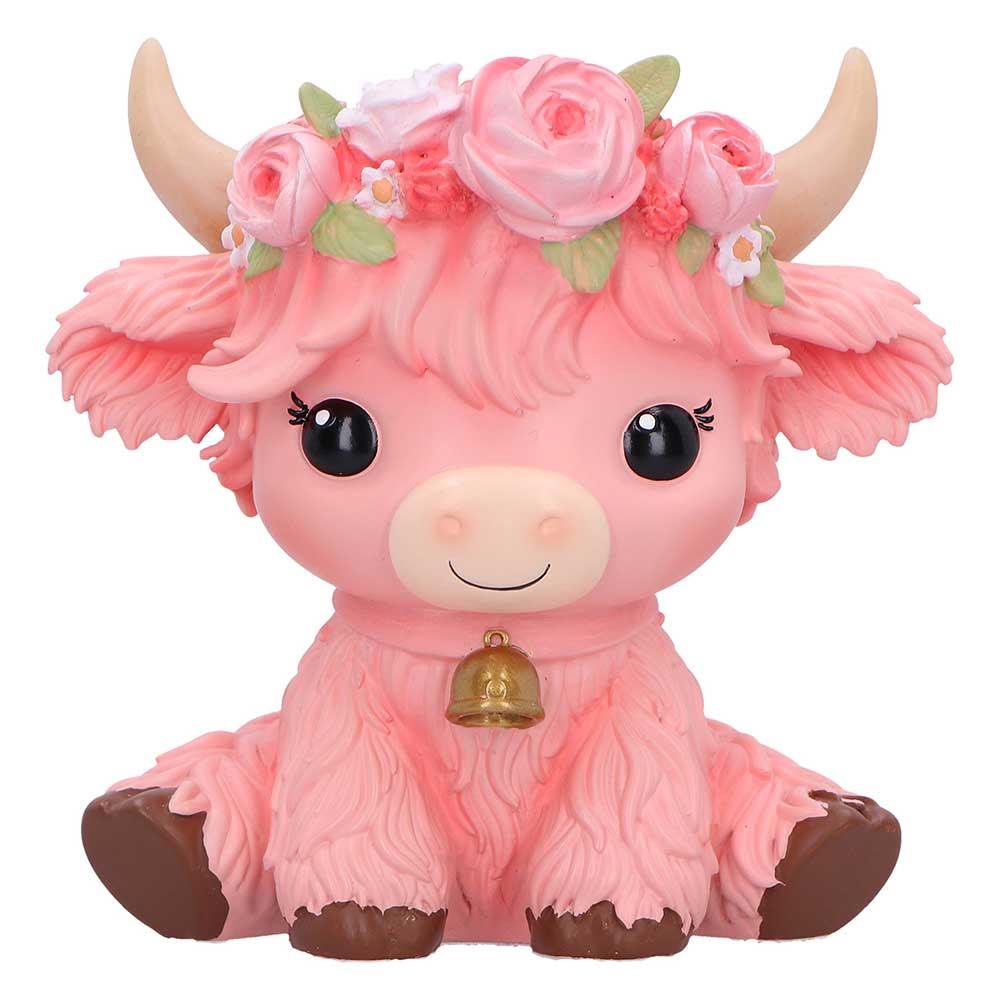Moo Crew Primrose Pink Flower Cow Figurine Cute Farmhouse Ornament Decor