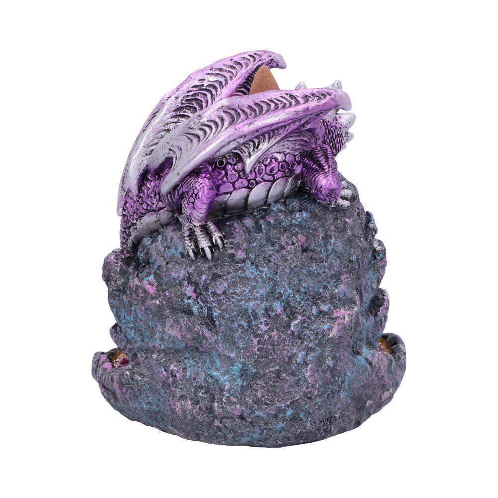 Vivid Purple Dragon Geode Incense Cone Burner – Resin Fantasy Sculpture 14cm