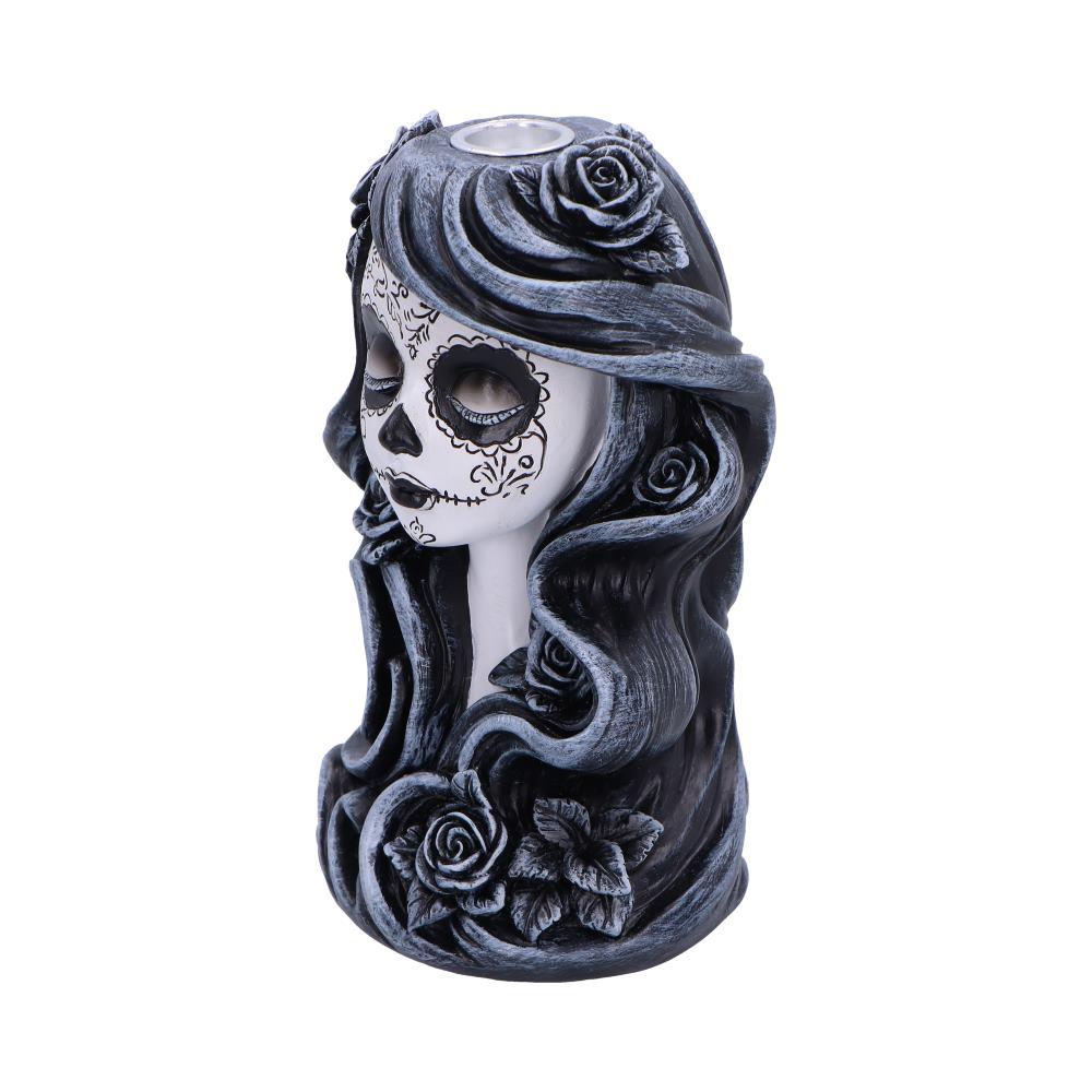 Gothic Backflow Incense Burner Day of the Dead Lady Skull Holder Halloween Art