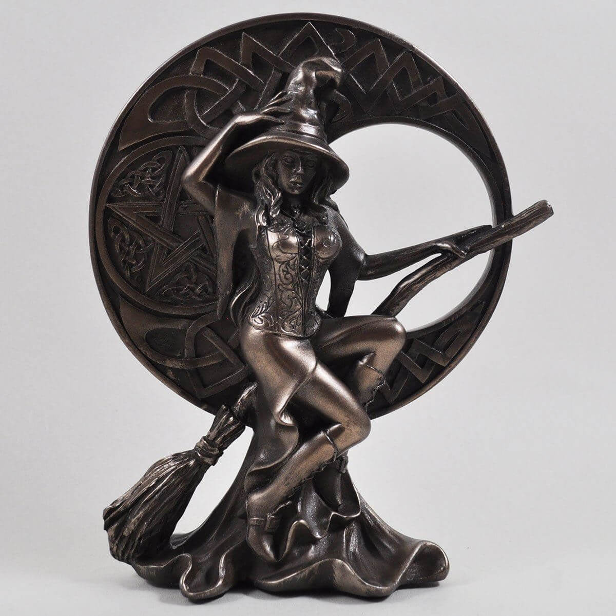 Enchanting Bronze Witch Statue Handcrafted Resin Sorceress | Mystical Home Decor Gift | Wiccan & Pagan Ornament