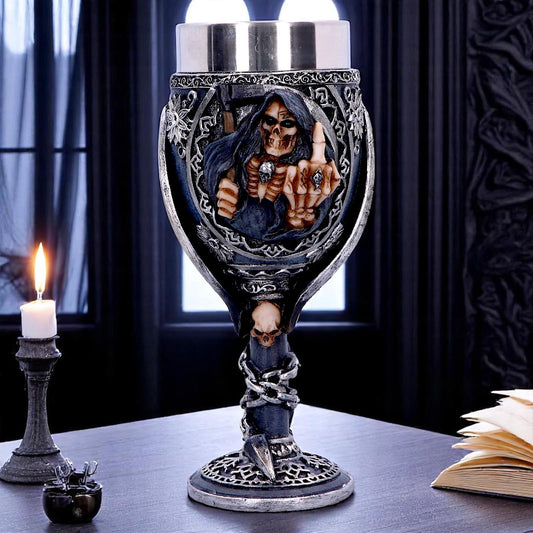 Reaper Skeleton Goblet Gothic Chalice with Stainless Steel Insert Skull Horror