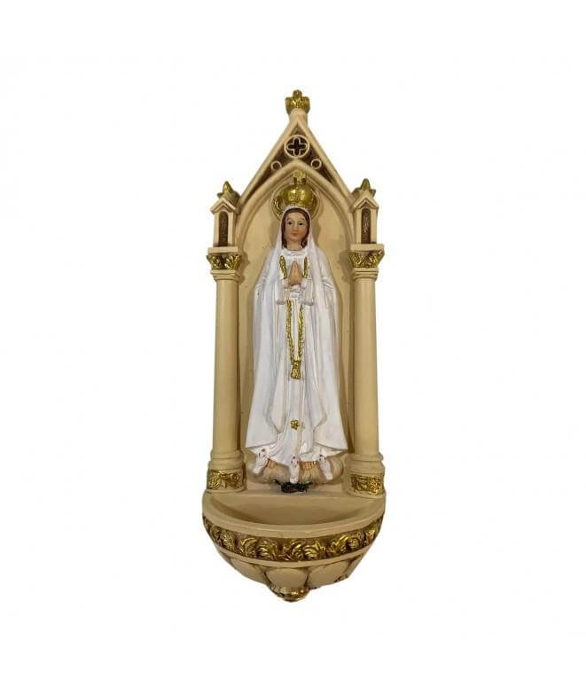 Blessed Virgin Mary Our Lady of Fatima Water Font Wall Plaque Statue Ornament Figurine for Home or Chapel