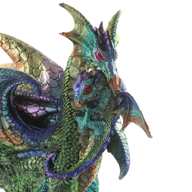 Majestic Mother Dragon Statue Mystical Fantasy Figurine Gothic Decor Ornament