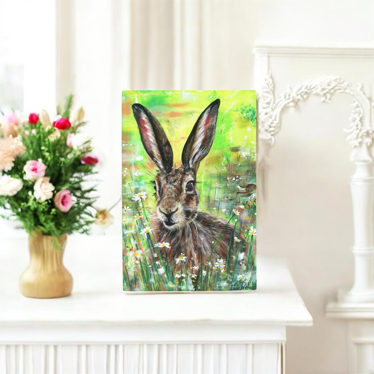 DAWN VIGIL HARE Ceramic Art Tile by Pankhurst Gallery 30x20cm - Ready to Hang