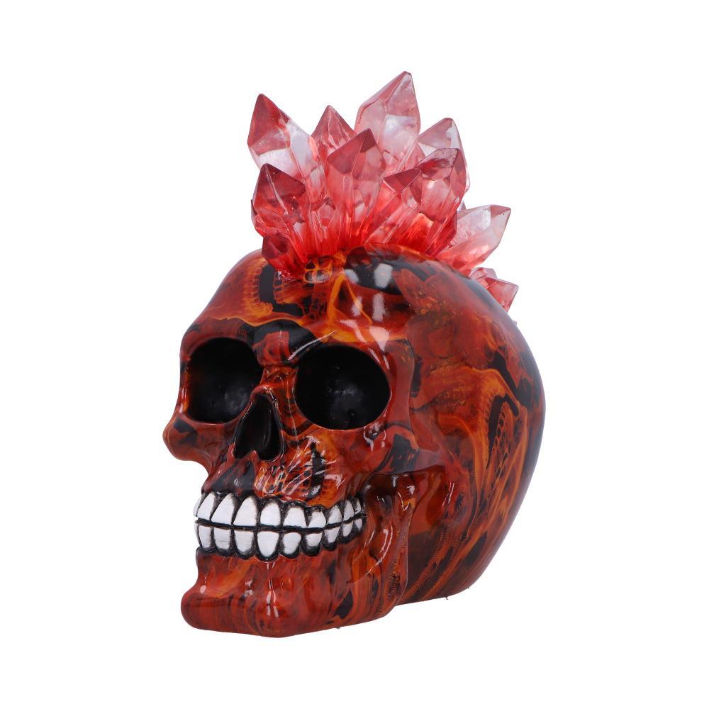 Red Crystal LED Skull with Mohawk Gothic Punk Statue Horror Fantasy Figurine Art