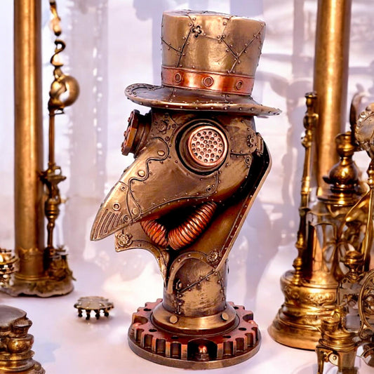 Steampunk Plague Doctor Bust Figurine Gothic Dark Ornament Fantasy Art decor