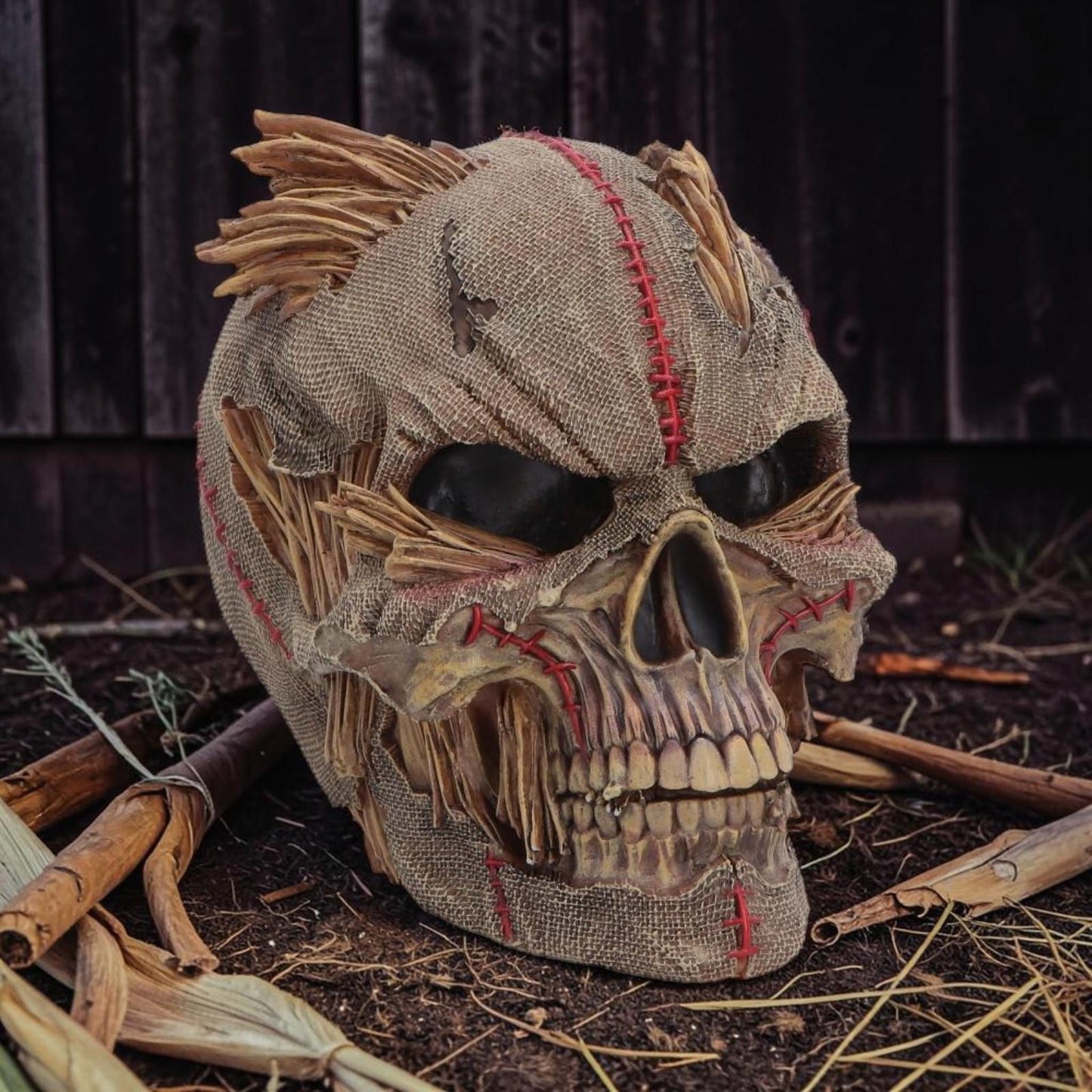 Scarecrow Skull Figurine Creepy Harvest Gothic Horror Halloween Decoration Art