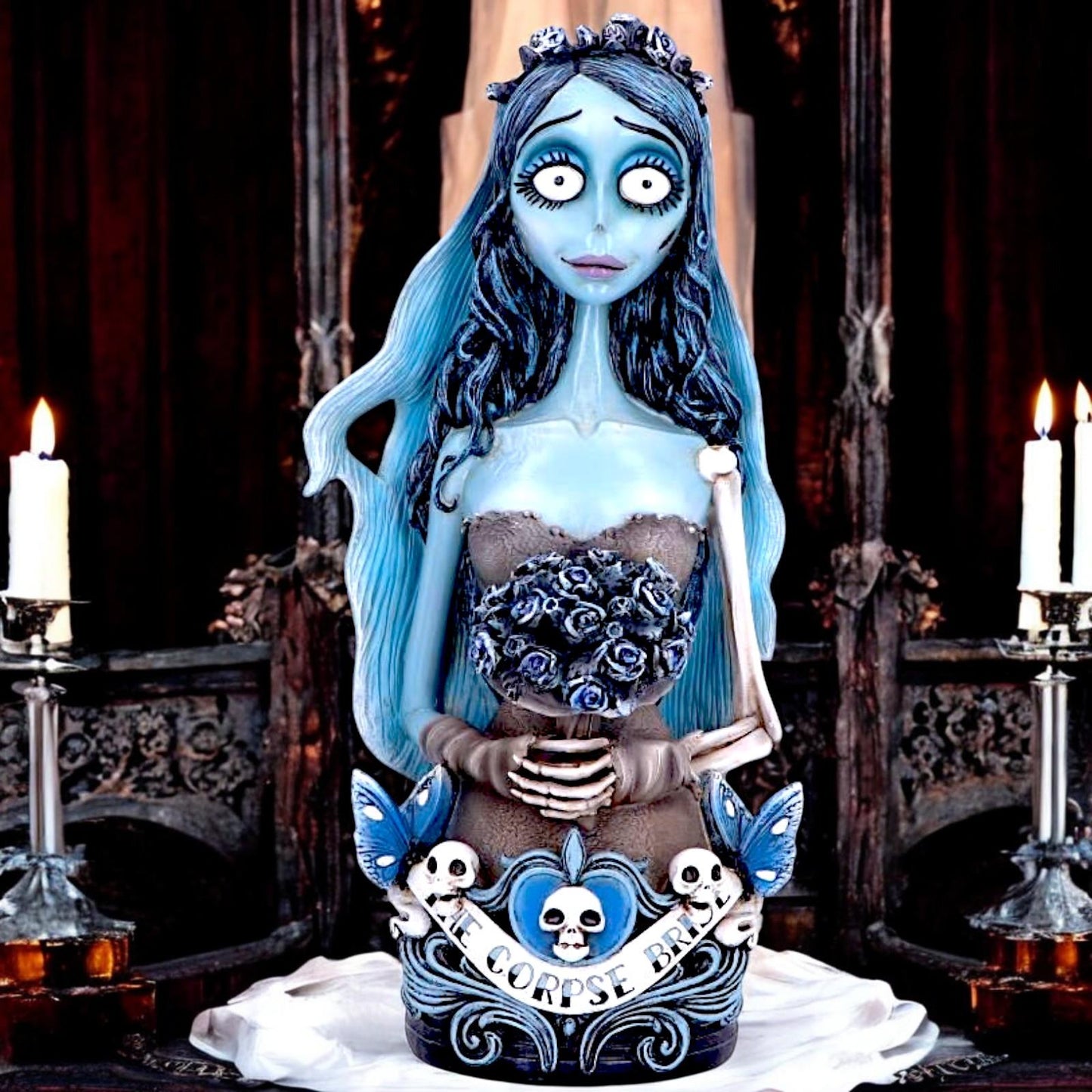 Official Corpse Bride Emily Bust Ornament Tim Burton Gothic Collectible Resin Statue