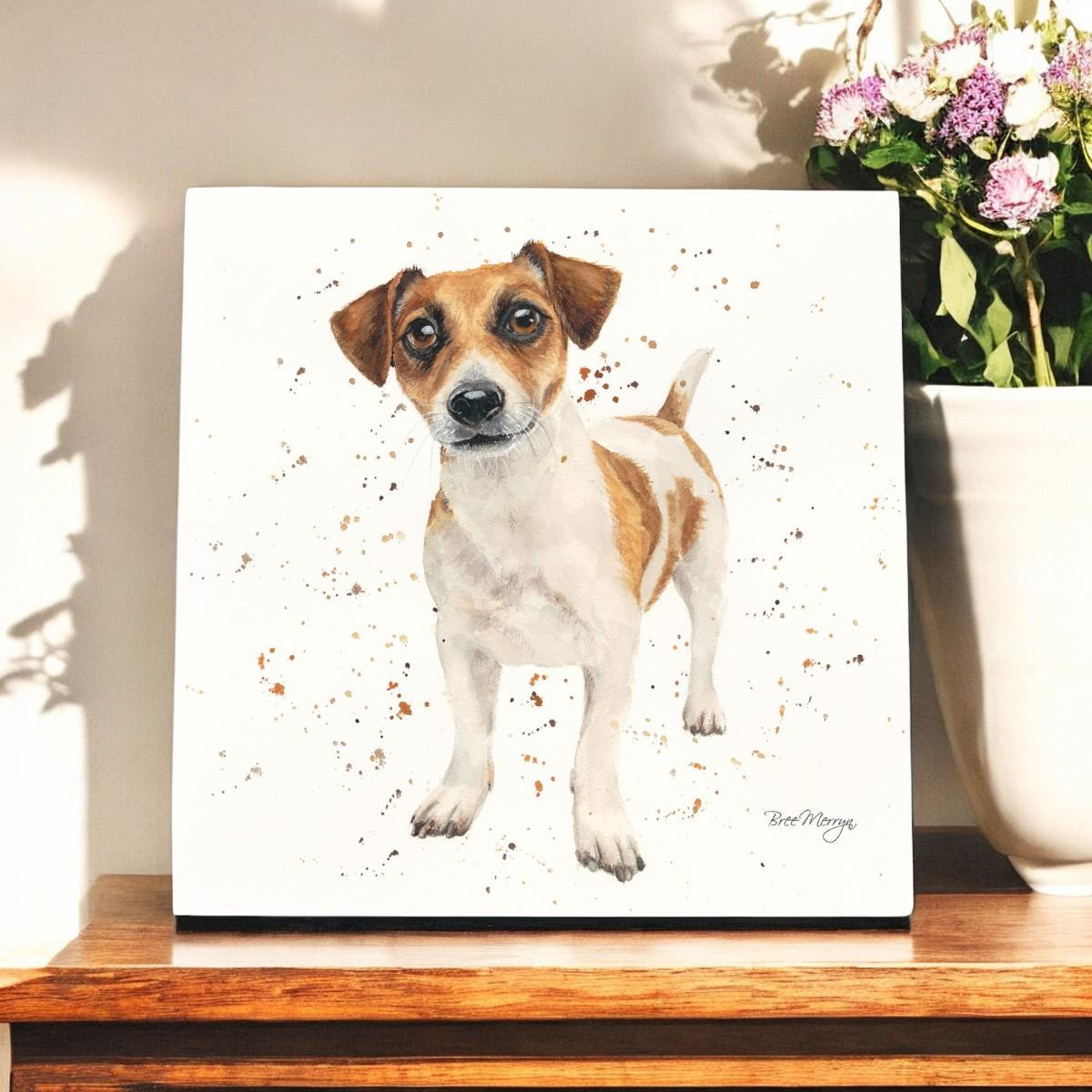 Joey Jack Russell Dog Art Tile by Bree Merryn 20x20 cm Ceramic Wall Decor Ready to Hang Cute Dog Gift Boxed-Osiris Craftworks