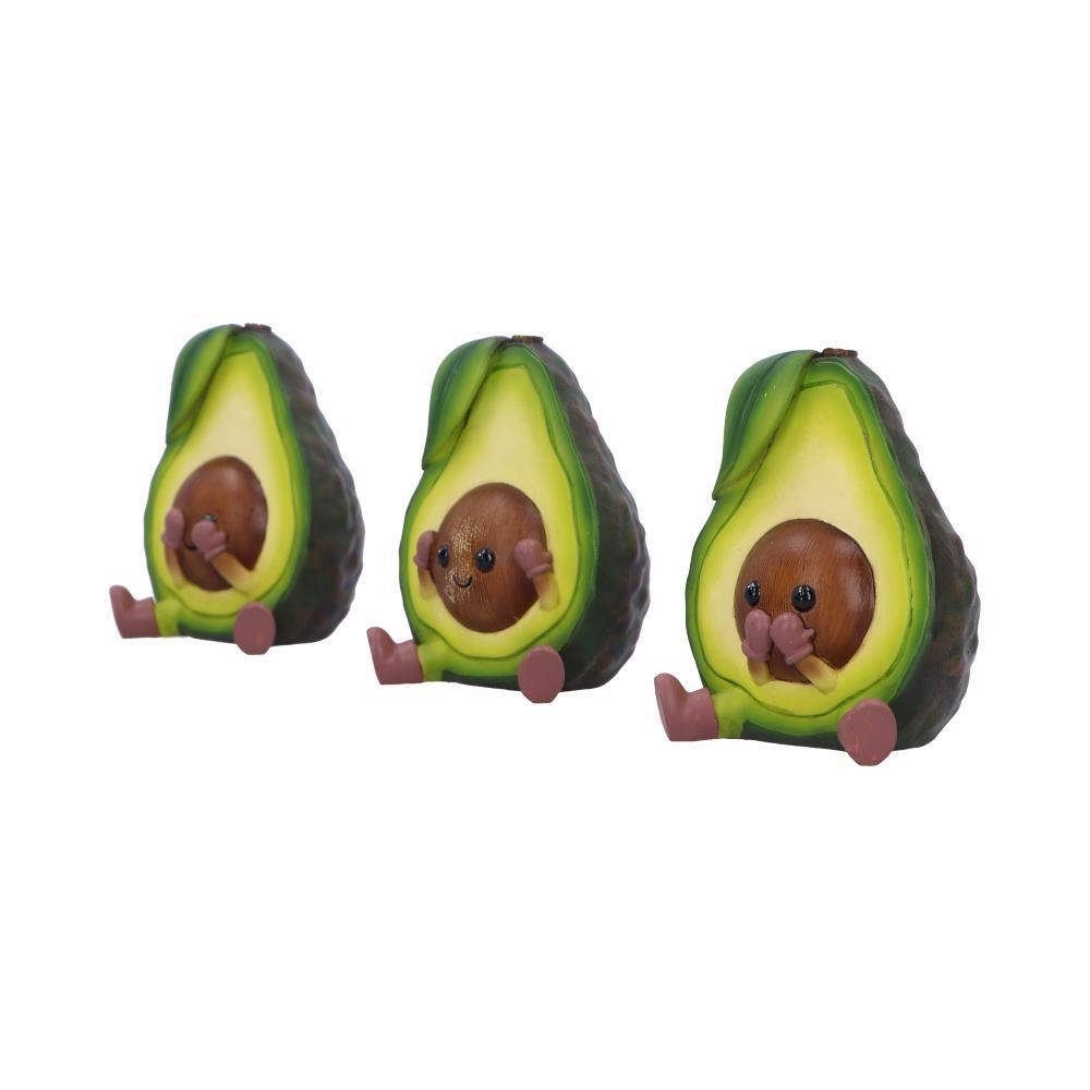Quirky Three Wise Avocado Figurines Hear No See No Speak No Evil Novelty Decor