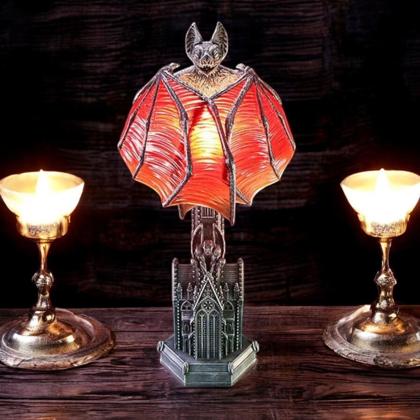 Shadow Wing Bat Lamp 32.5cm Gothic Home Decor with UK Plug - Translucent Wings