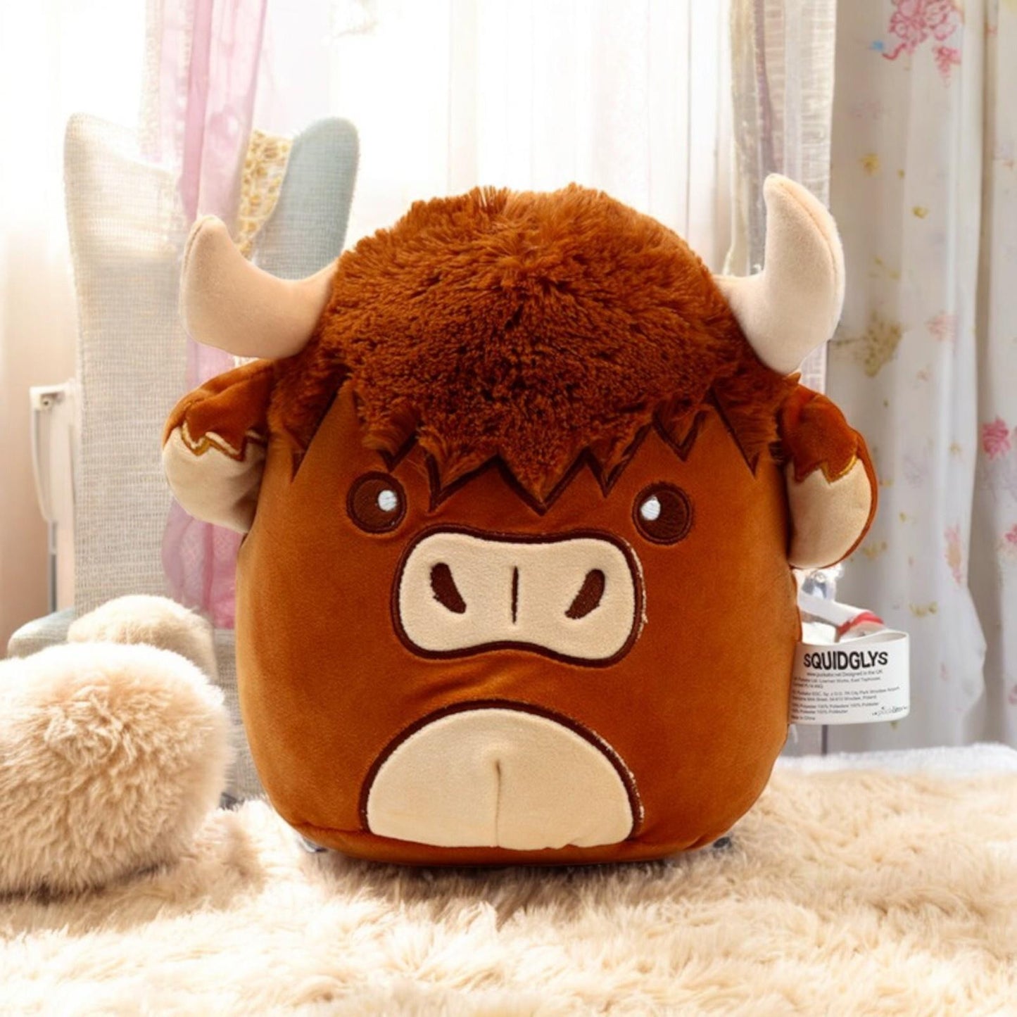 Squidglys Highland Coo Cow Plush Soft Stuffed Animal Cuddle Buddy Cute Gift 22cm