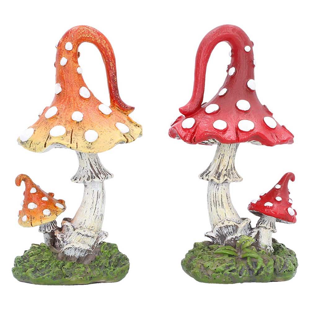 Whimsies Mushroom Figurines Set Fairy Mythical Ornament Toadstool Decor Art