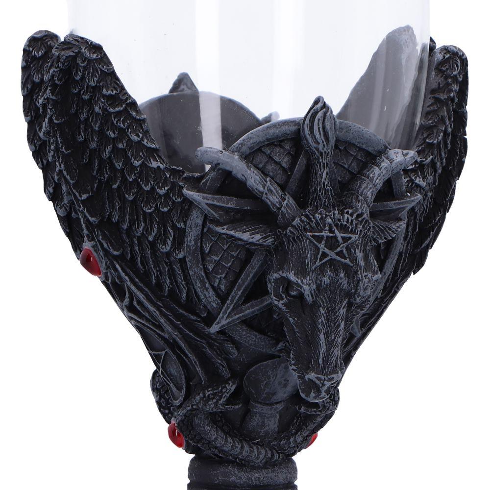 Dark Gothic Baphomet Goblet  Occult Chalice Wine Vasal with Pentagram & Skulls