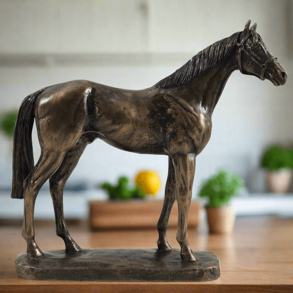 Elegant Epsom Dandy Horse Sculpture by David Geenty - Bronze Effect Resin Figurine for Home Decor