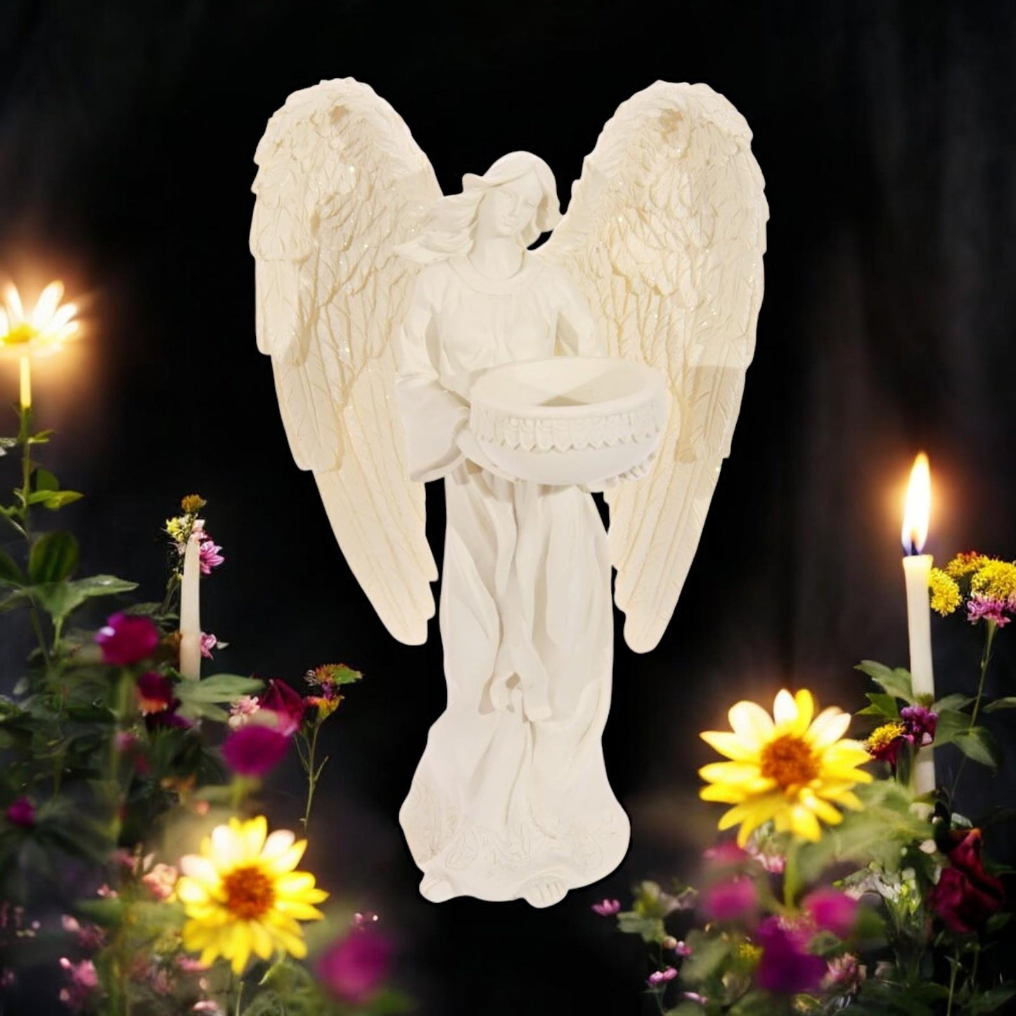 Angel Figurine Tea Light Holder Fantasy Art Ornament Home Decor Divine Statue