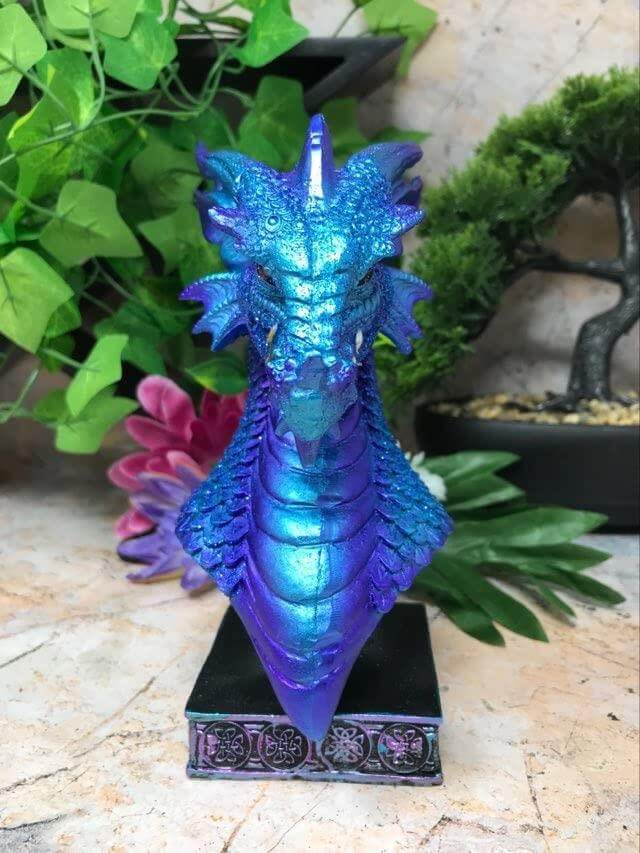 Blue Dragon Guardian on Stand Sculpture Statue Ornament Dragons Collection 16.5 cm