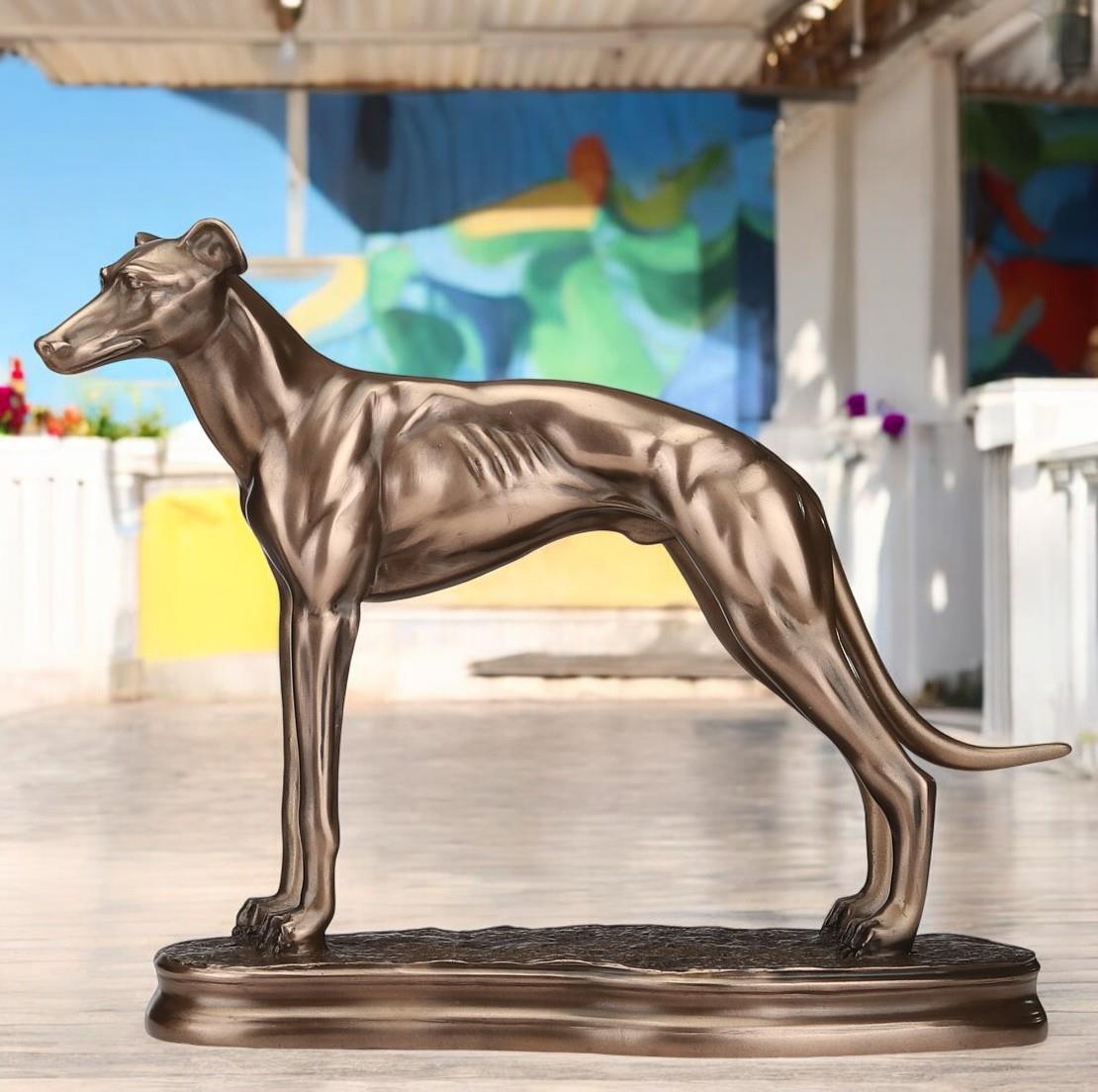 Elegant Bronze Greyhound Sculpture - Resin Dog Statue for Home Decor - 20 x 15 cm