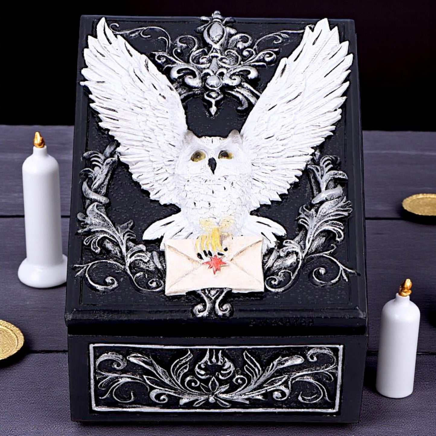 Gothic Owl Messenger Box Wiccan Witchcraft Storage Keepsake Fantasy Ornament