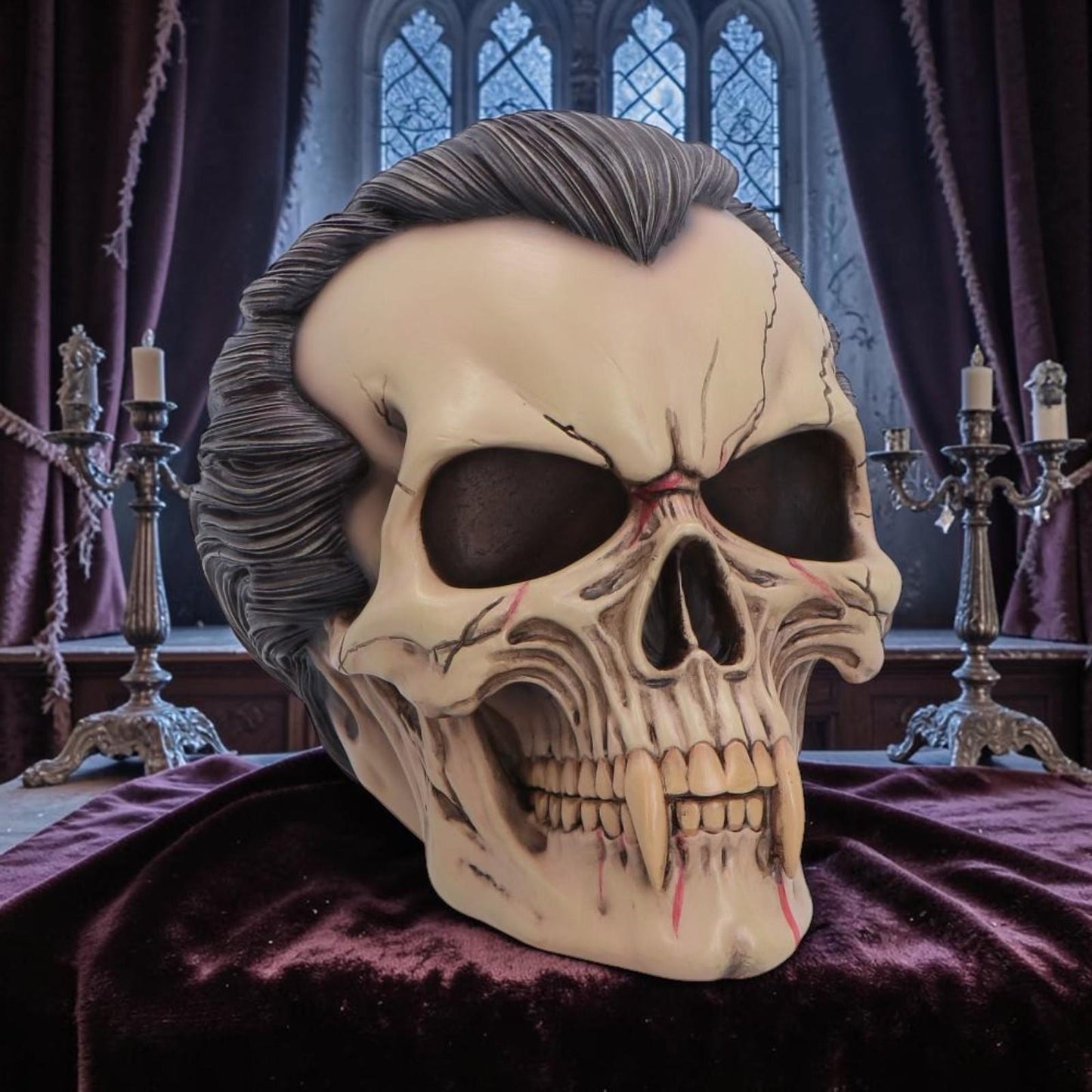 Gothic Dracula Skull Ornament Vampire Fangs Horror Macabre Collectible Decor