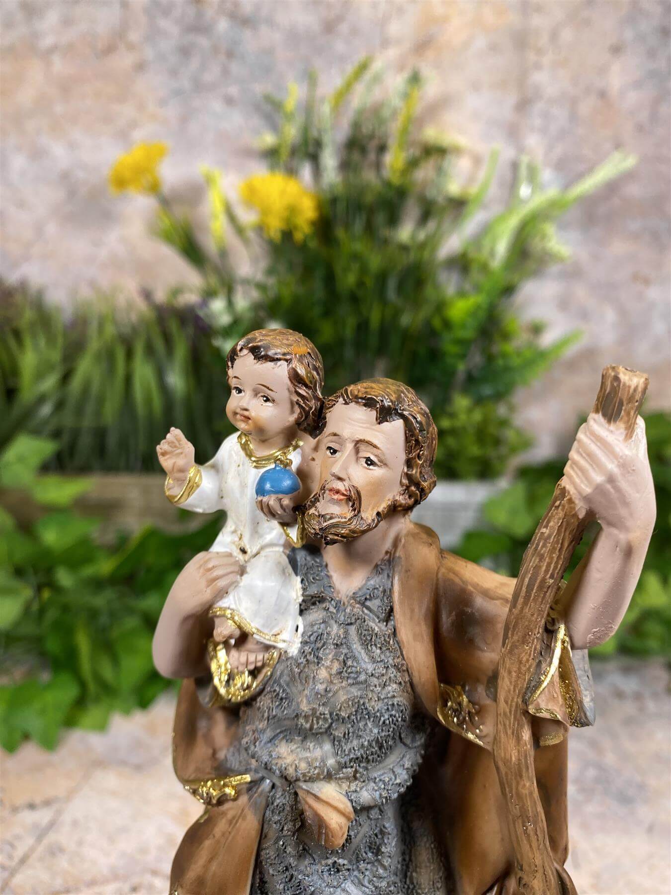 Statue of Saint Christopher & Jesus Religious Figure Religious Sculpture 20 cm-Osiris Craftworks