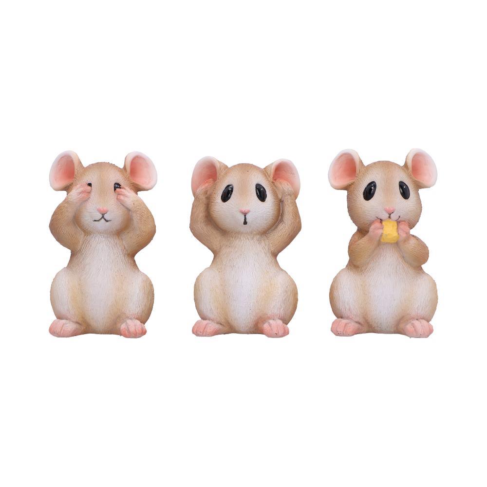 Three Wise Mice Figurines Ornaments Hear No See No Speak No Evil Cute Decor