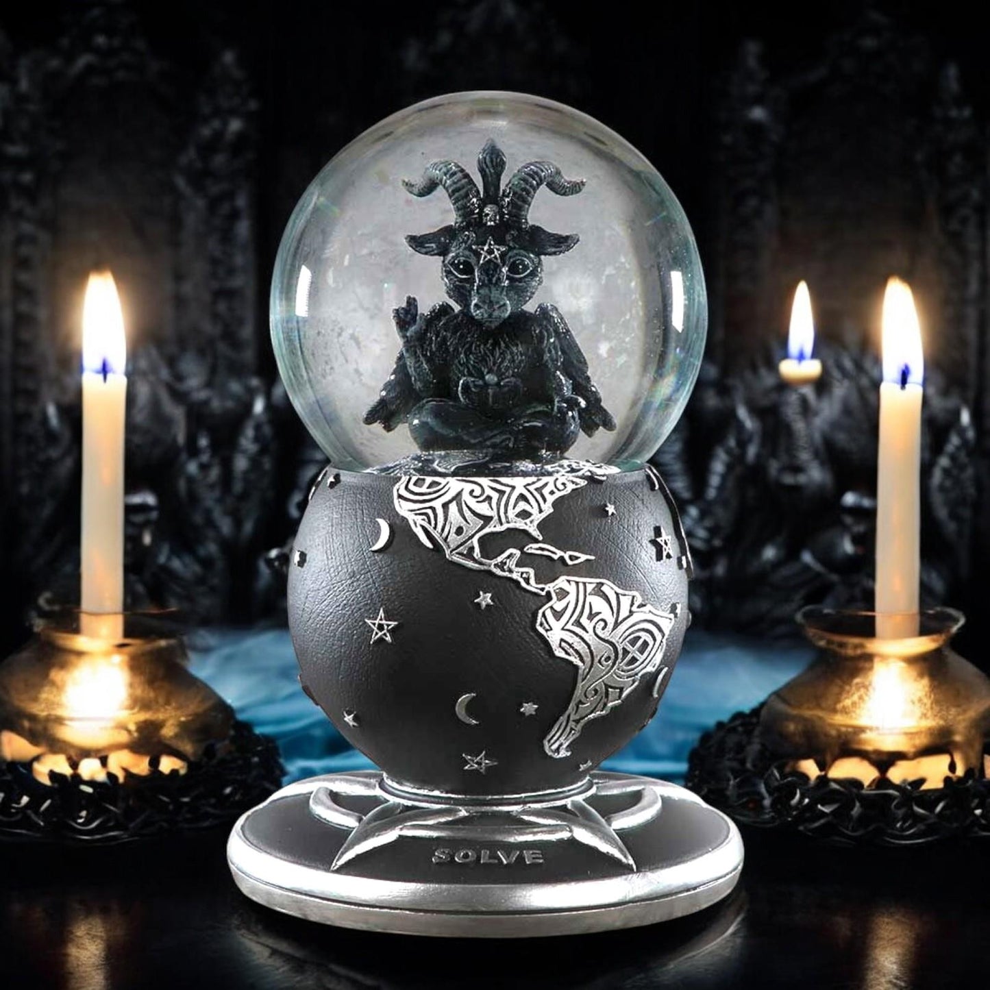 Gothic Baphomet Snow Globe Occult Home Decor Witchcraft Collectible Fantasy Art Decor