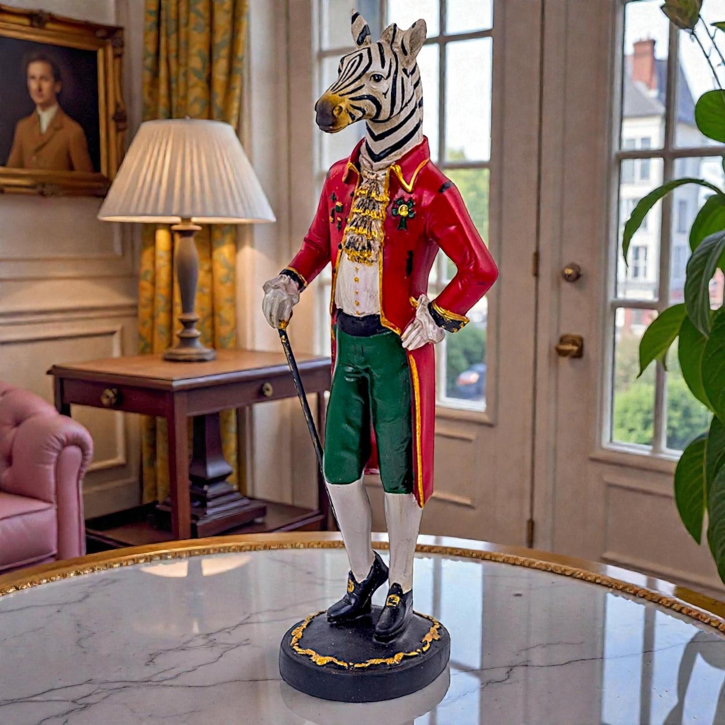 Dapper Gentry Zebra Figure Elegant  Animal Statue Gentleman Ornament Art