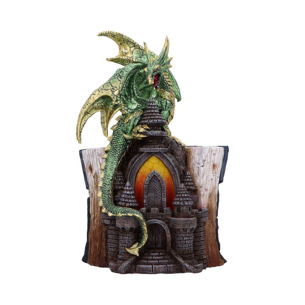 Gothic Mystical Dragon Perched on Castle with Book and Pentagram Fantasy Gift