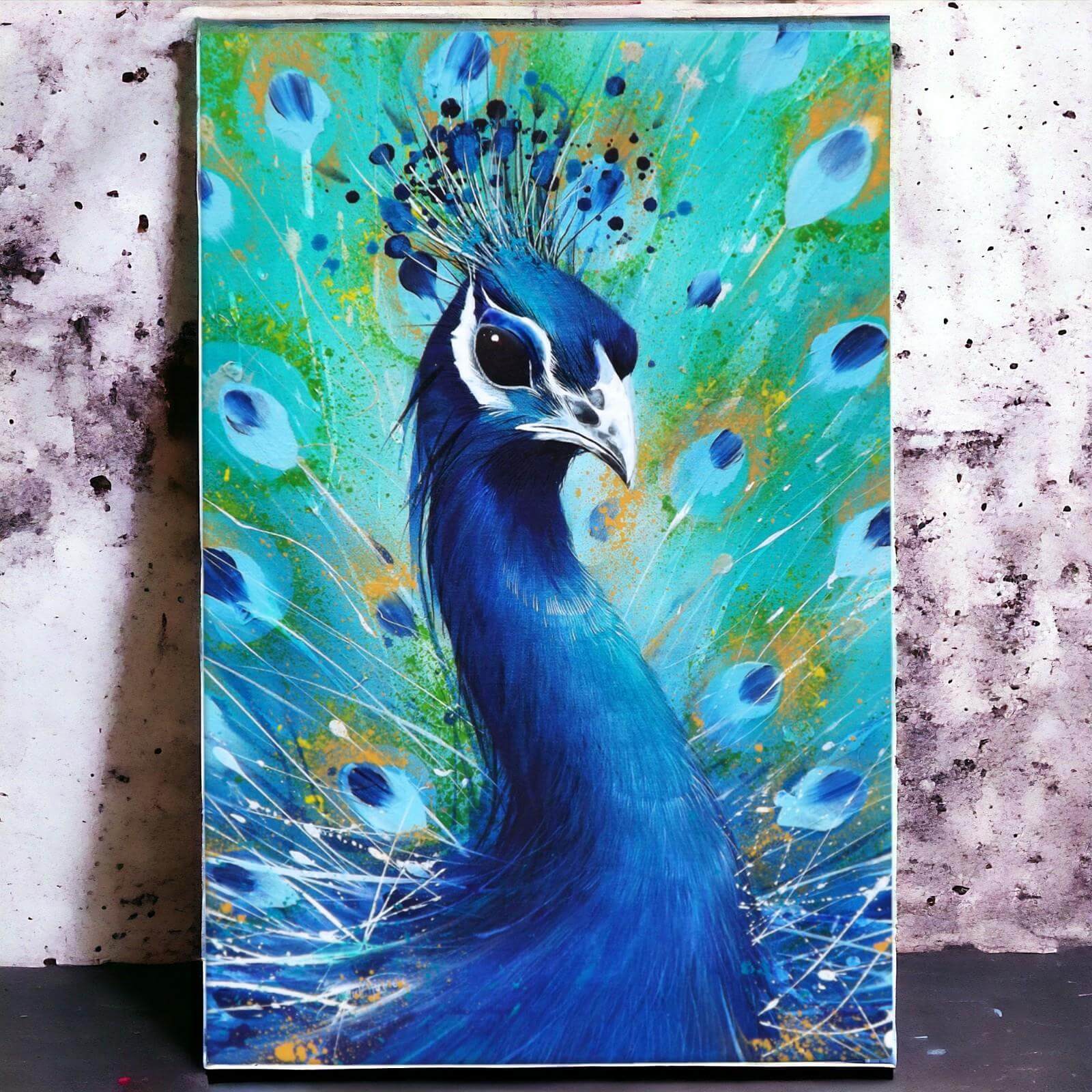 D. Finney Peacock Ceramic Wall Art Tile 30x20cm | Colourful Bird Painting Decor-Osiris Craftworks