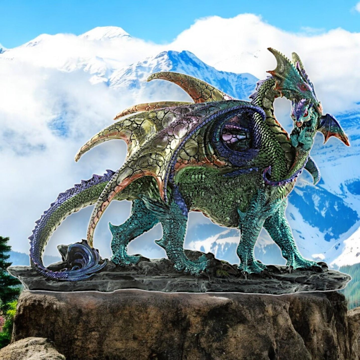 Majestic Mother Dragon Statue Mystical Fantasy Figurine Gothic Decor Ornament