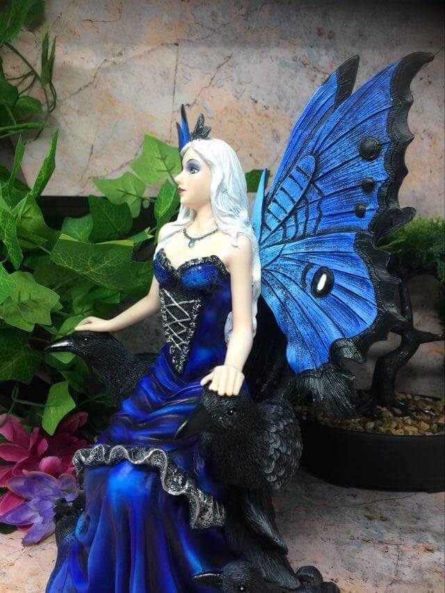 Dark Fairy and Ravens Companion Sculpture Statue Mythical Creatures Figure Gift