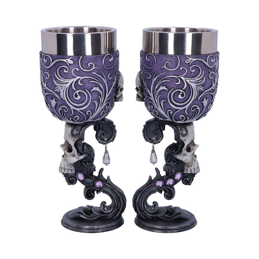 Gothic Set Skull Goblets Heart Shaped Chalice Dark Fantasy Occult Altar Wine Cups