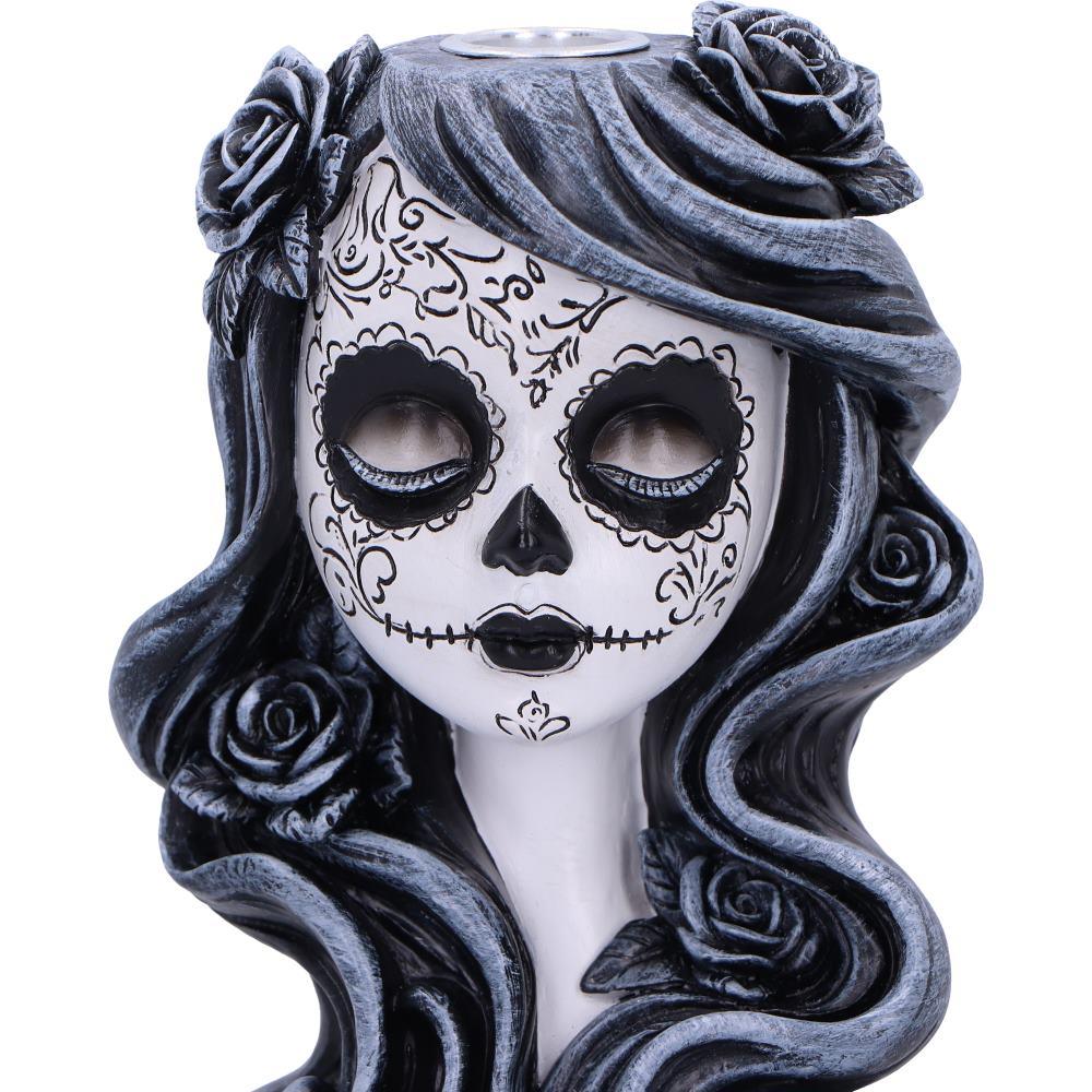Gothic Backflow Incense Burner Day of the Dead Lady Skull Holder Halloween Art