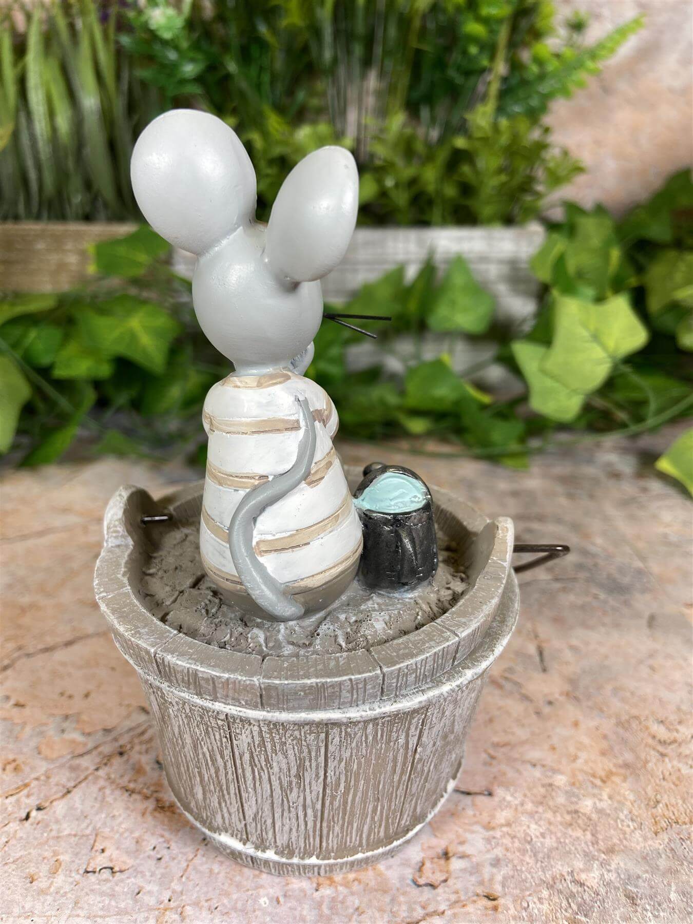 Cheeky & Charming Hilarious Mouse on Resin Bucket Lid Garden Ornament-Osiris Craftworks