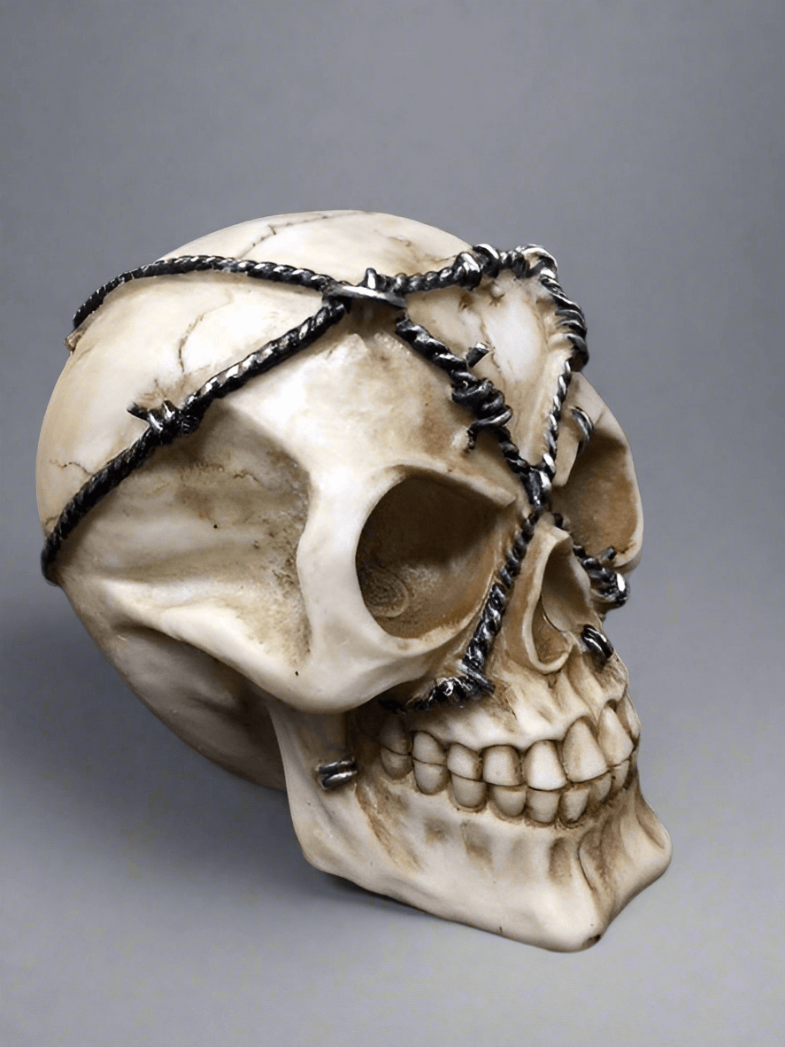 Barbed Skull Sculpture Figurine Gothic Horror Ornament Figure Decoration Gift