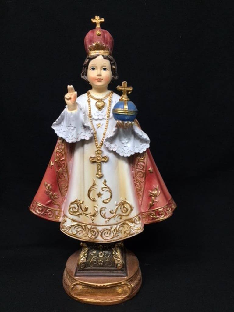 Infant of Prague Statue – Divine Child Jesus Figurine, Resin Religious Sculpture, Christian Faith Ornament, Catholic Home Decor, Sacred Art