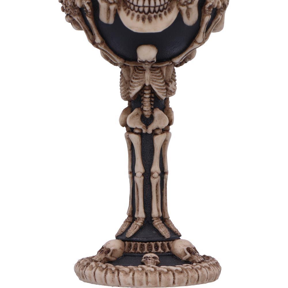 3 Wise Skeleton Goblet Gothic Skull See No Evil Chalice Halloween Decor Drinkware