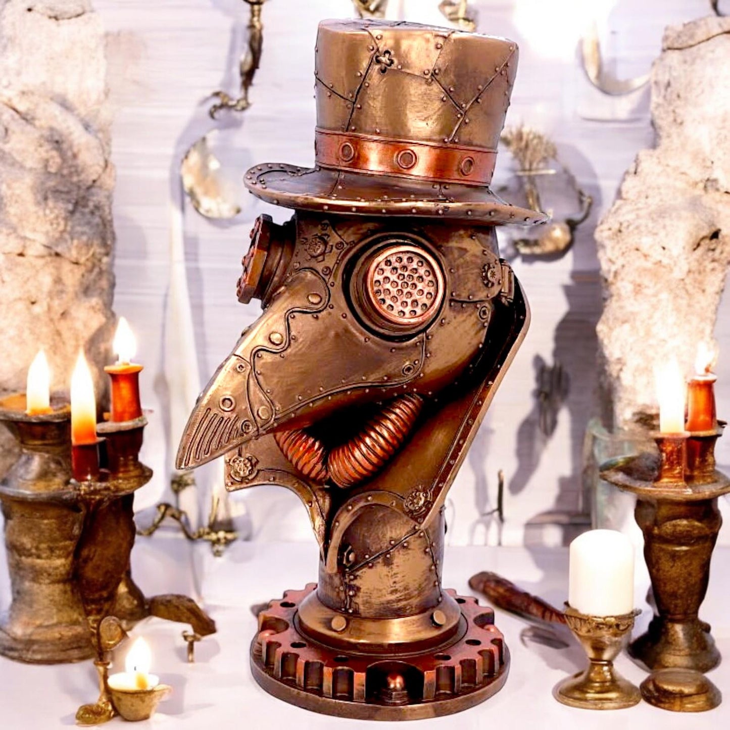Steampunk Plague Doctor Bust Figurine Gothic Dark Ornament Fantasy Art decor