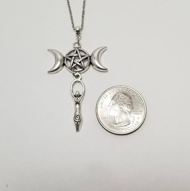 Vintage Symmetrical Moon Hollow Pentagram Pentagram Diy Pendant Necklace
