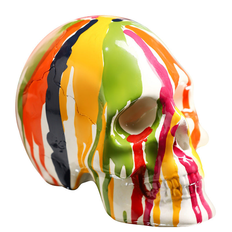 Creative Color Painted Skull Resin Crafts Sculpture Model