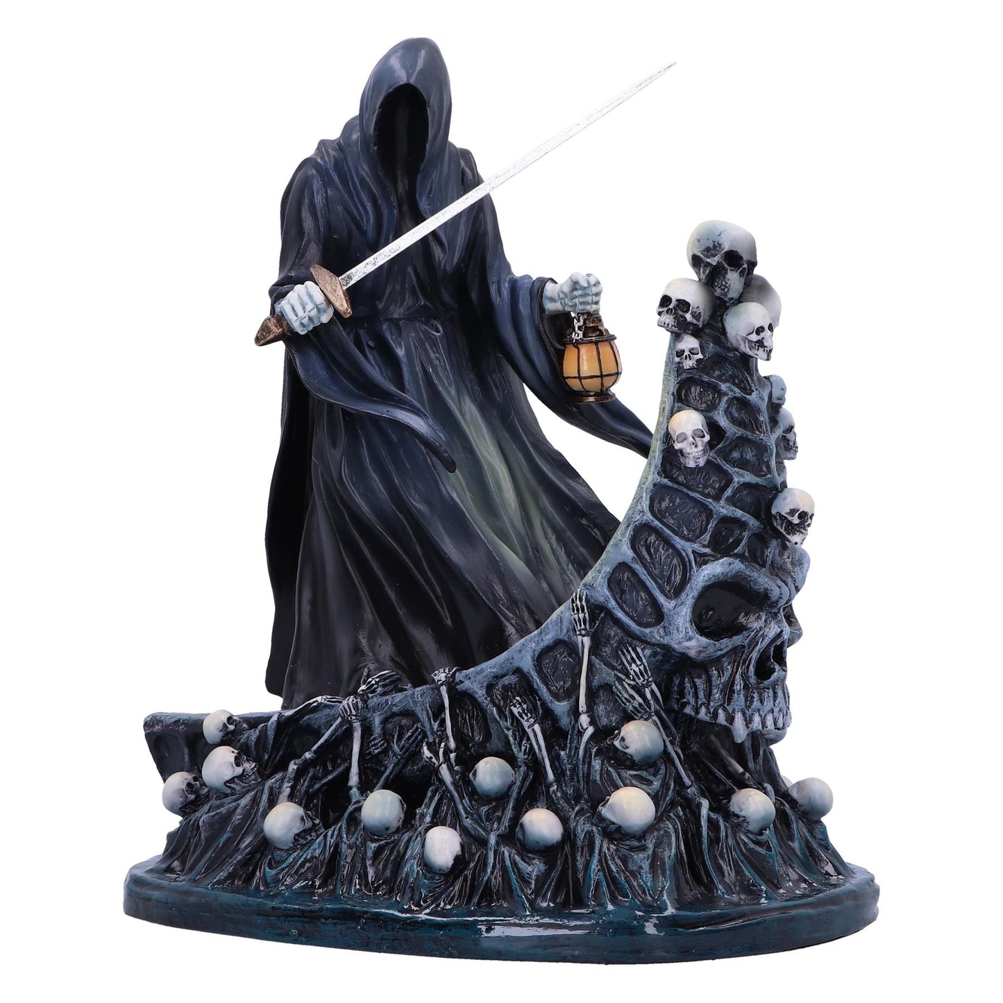 Gothic Ferryman Grim Reaper Figurine | Dark Fantasy Skeleton Boat Ornament | Horror Decor