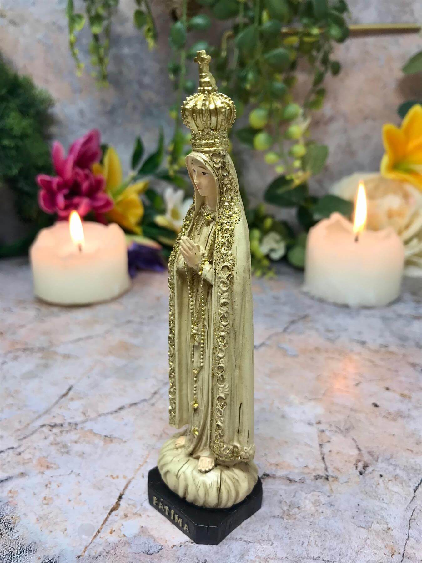 Blessed Virgin Mary Our Lady of Fatima Statue Ornament Figurine Figure Coloured Sculpture