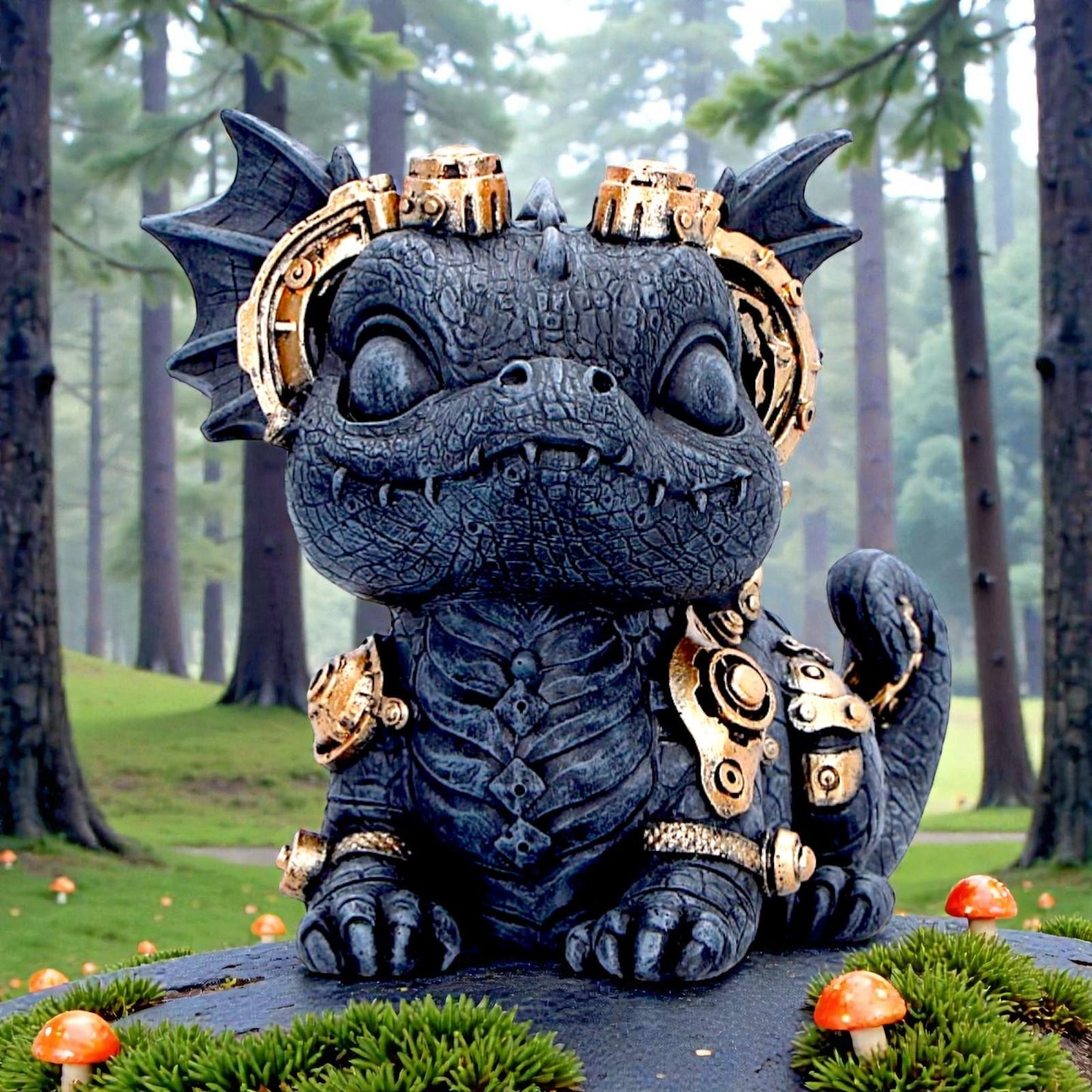 Steampunk Dragon Figurine Gothic Mechanical Creature Ornament Fantasy Collectible
