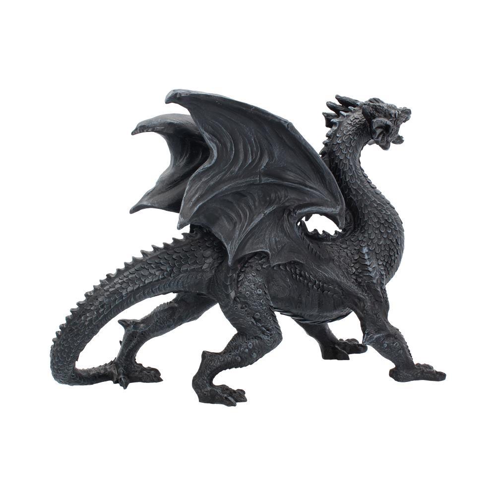 Dragon Watcher Obsidian Statue Dark Fantasy Decor Gothic Collectible Figurine Art